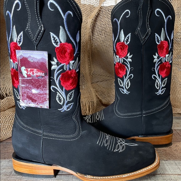 Women’s Western Cowgirl Rodeo black Leather Boots Bota Vaquera Mujer - Picture 7 of 8